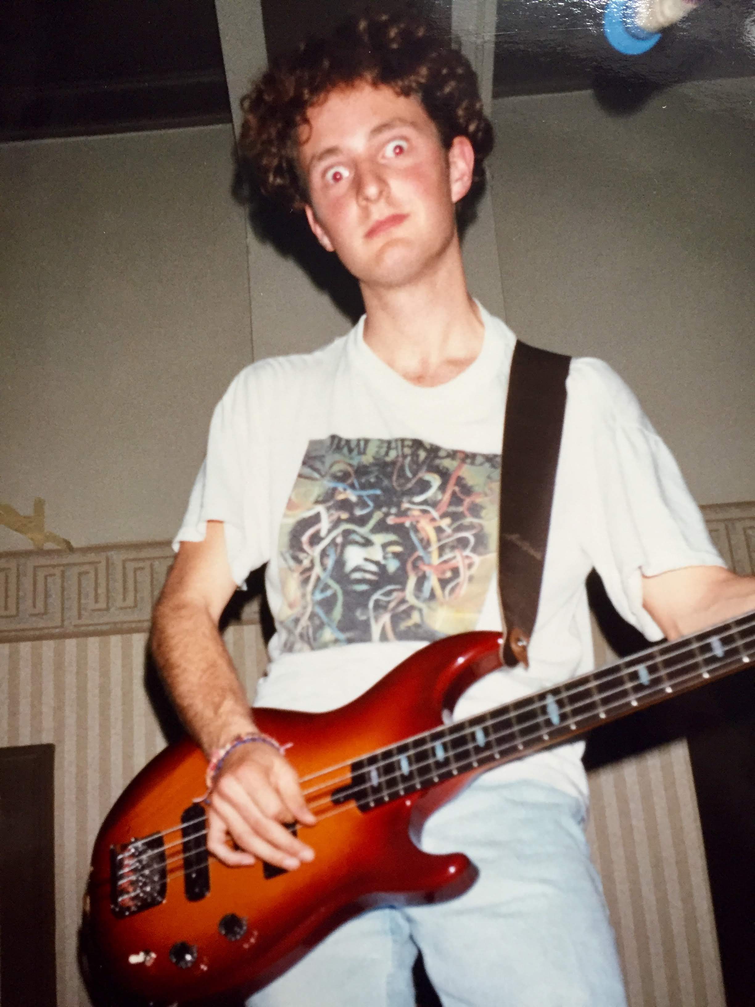 man with bass guitar
